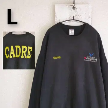 구제 의류 저지 맨투맨 블랙 로고 프린트 L 미 공군 자수