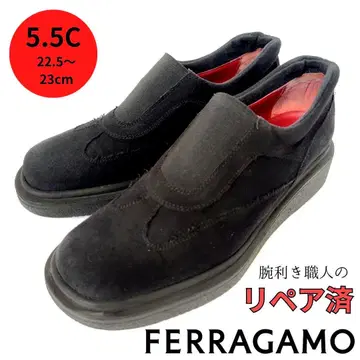 고품질 FerragamoSPORT [페라가모] 웨지솔 슬립온 블랙