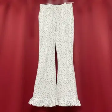 더블 씨 플라워 프린트 플레어 팬츠 프릴 포함