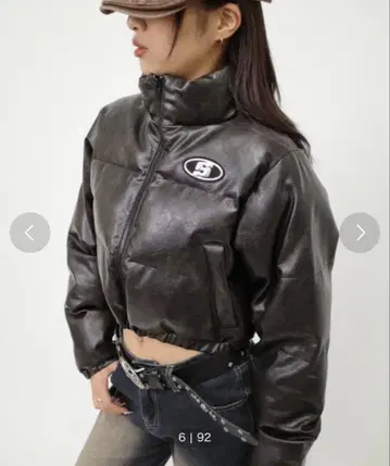 WHO'S WHO gallery S 로고 가죽 블루종