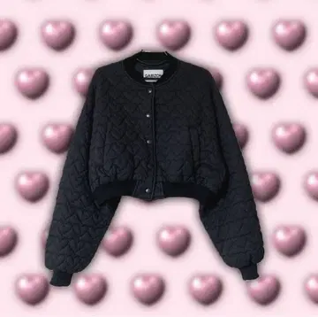 하트 퀼팅 숏 블루종