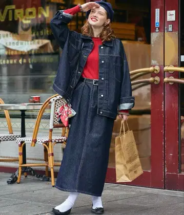 택 포함 새상품 데님 스커트