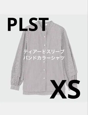 PLST 플라스테 티어드 슬리브 밴드 카라 셔츠 펄 버튼 XS