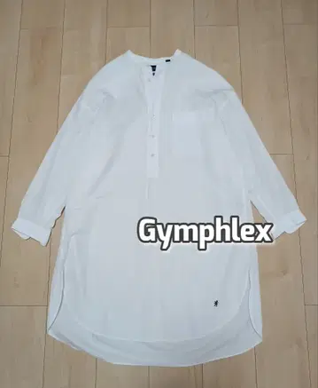 Gymphlex 밴드 카라 셔츠 원피스 화이트 사이즈 12 넉넉하게