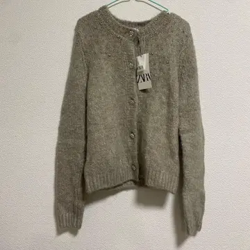 미사용 새상품 자라 ZARA 비즈 큐빅 니트 가디건