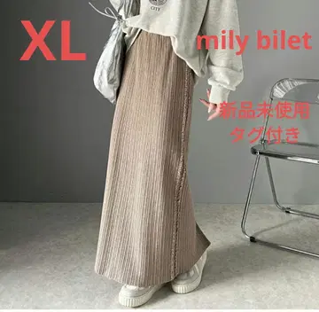 mily bilet 클래식 엘프 사이드 프린지 멜란지 니트 스커트