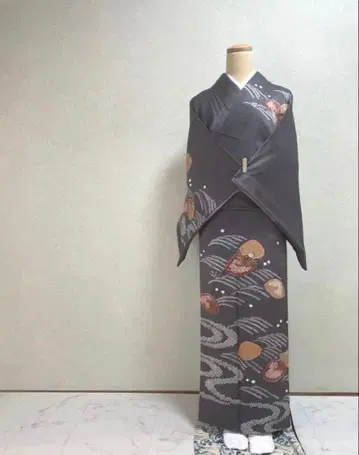 호몬기 조개 맞춤 쥐색 비단