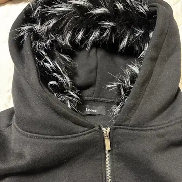 루즈 블랙 후드 부착 후드티