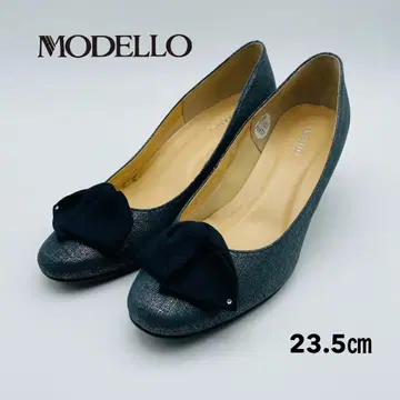 [새상품급] MODELLO 마드라스 23.5cm 블루 그레이 리본 모티브