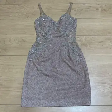 IRMA 비즈 자수 타이트 미니 드레스 핑크