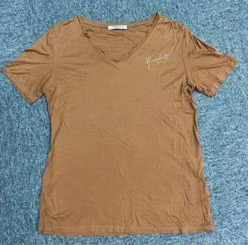 [ 새상품급 ] MORABITO BLANC 브라운 V넥 T셔츠 M 사이즈