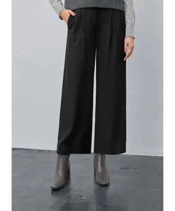 스타일 델리 심플 턱 와이드 팬츠 S02 블랙