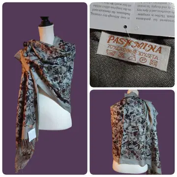 새상품 대형 꽃무늬 캐시미어 실크 스톨