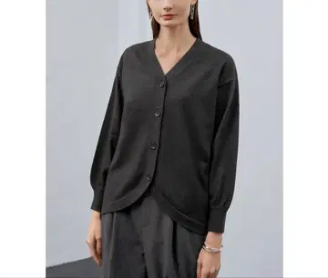 스타일 델리 스무스 터치 라운드 가디건 블랙 믹스