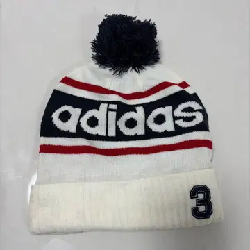 00's adidas 니트 모자 폼폼 모자 꽁지 Y2K 화이트