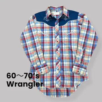 Wrangler 웨스턴 셔츠 체크 금 자수 60~70s