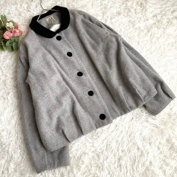 사만사 모스모스 배색 옷깃 숏 자켓 숏코트 레트로 그레이 F