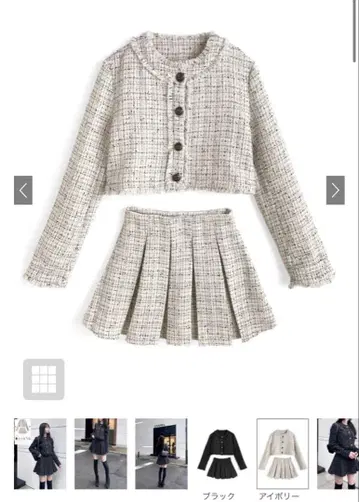 트위드 자켓 x 플리츠 미니 스커트 셋업[ai224]