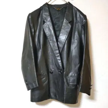 빈티지 가죽 테일러드 자켓 더블 브레스트 천연 가죽 90s