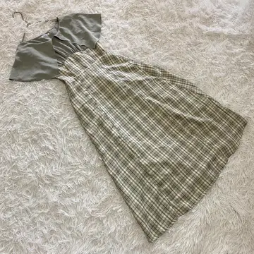 인기 올리브 데 올리브 [ M ] 빅 칼라 코르셋 원피스 체크 무늬