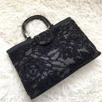비즈 자수 꽃무늬 핸드백 블랙 관혼상제 포멀