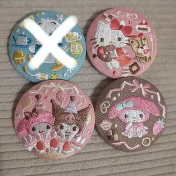 산리오 자수 캔뱃지/키티 마이멜로디 쿠로미 시크릿