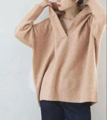 noble 뉴앙스 니트 후드티 베이지