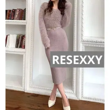 RESEXXY 리젝시 샤기 미디 원피스 핑크 니트 원피스