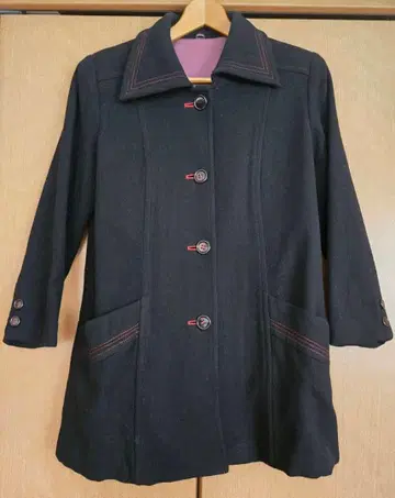 쇼와 레트로 구제 의류 울 코트 블랙