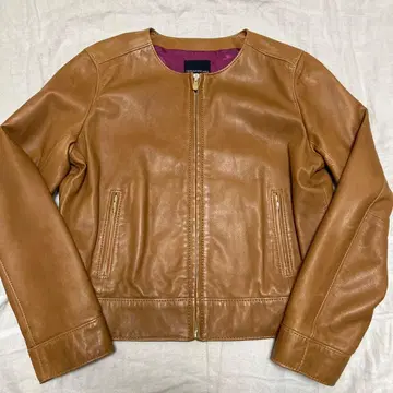 투모로우랜드 컬렉션 브라운 가죽 자켓 램 가죽