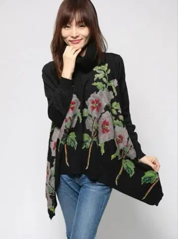 데시구알 터틀넥 니트 상의 (블랙)