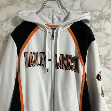 [빅 로고] 할리데이비슨 풀 집업 후드티 화이트 XL 상당