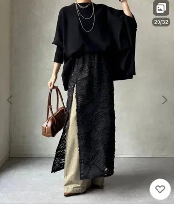 doudou 레이어드 코드 자수 스커트