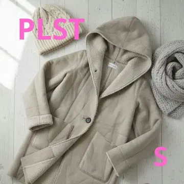 즉시 결제 환영! PLST 플라스테 페이크 무스탕 후드 코트 베이지 S