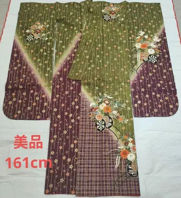 [ 새상품급 ] 후리소데 성인식 기모노 고전 패턴 톨 사이즈 세트