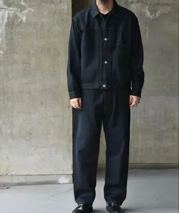 A.PRESSE No.22 워시드 와이드 데님 팬츠