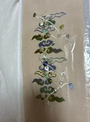 자수 장식용 깃 베이지 (그린 계열 무지는 선물) 2개 세트