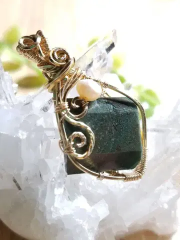 맬러카이트 와이어 액세서리 랩핑 펜던트