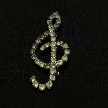 음악 음표 디자인 크리스탈풍 브로치 실버 발표회 연주회