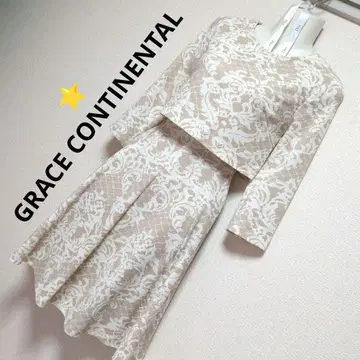 GRACE CONTINENTAL 다마스크 무늬 레이스 레이어드 원피스