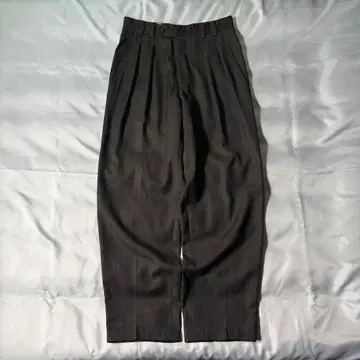 90s HUGO BOSS 유로제 브라운 투 턱 울 와이드 슬랙스