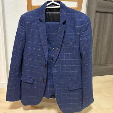 새상품급 네이비 체크 무늬 자켓 수트 결혼 파티 2차 모임
