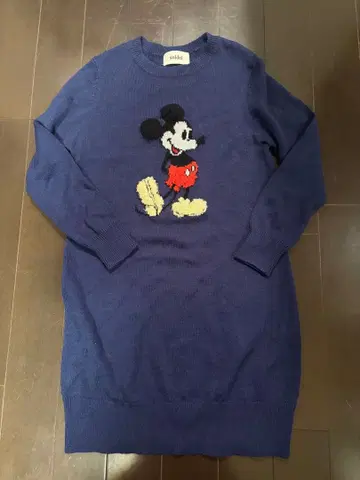 snidel 미키마우스 니트 드레스 네이비