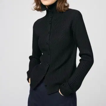 유니클로U 메리노 블렌드 하이넥 가디건 블랙 XXL