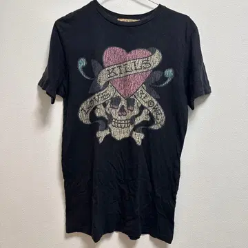 ED HARDY 스컬 하트 T셔츠 블랙