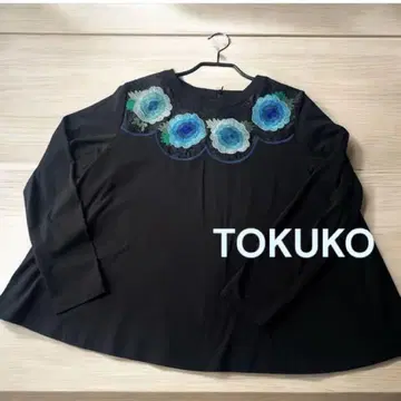 TOKUKO A라인 튜닉 꽃 자수 여행 체형 커버