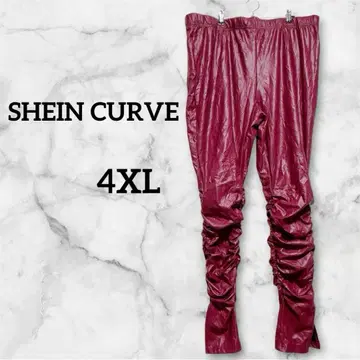 고품질 SHEIN CURVE 여성용 개더 샤이니 팬츠 [ 4XL ]