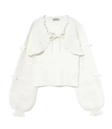 BUBBLES 리본 가디건 니트 앙상블 화이트