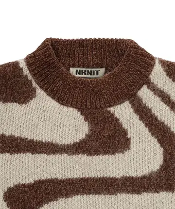 NKNIT Wave Jacquard Knit S 브라운