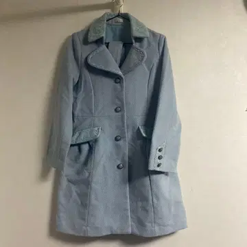 axes 스카이블루 코트 레이스 카라 부착